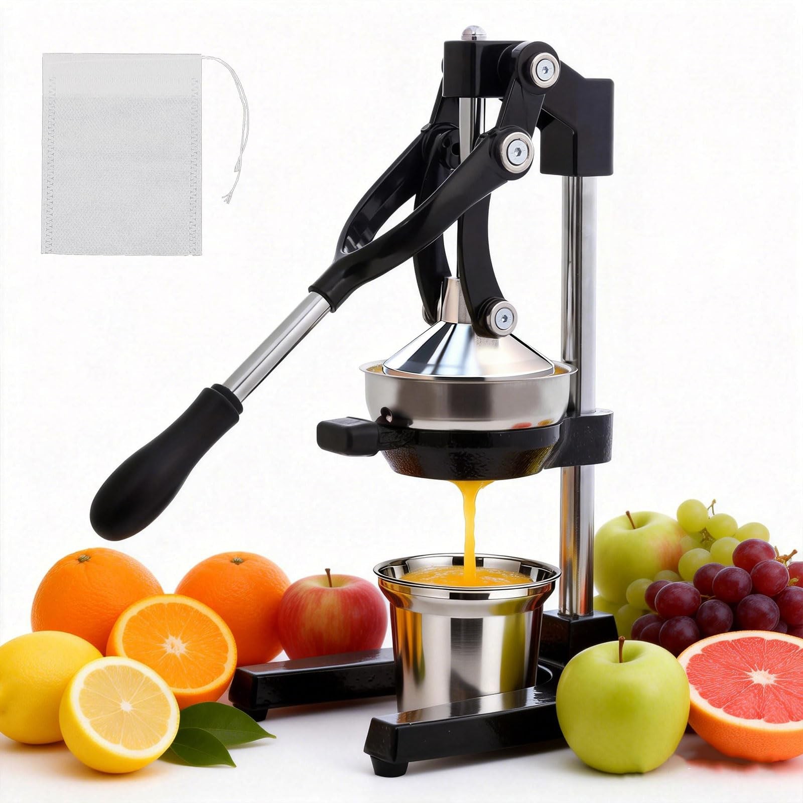 Cast Iron Juicer,Manual Juicer Hand Press,Professional Citrus Juicer,with Sta...