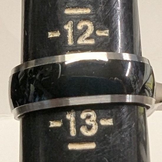New Band Ring Mens Size 12.5 Black SilverTone Two Tone Modern Promise Minimalist