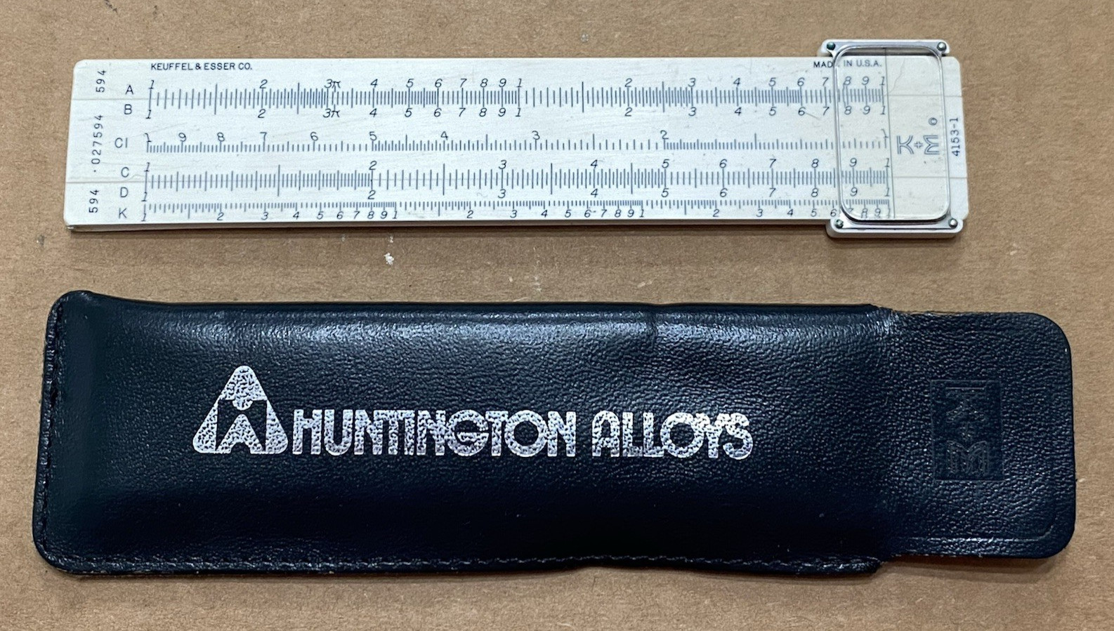 Vtg K&E ~ Keuffel & Esser Co. 4153-1 ~ 6" Slide Rule with black case ~ USA made