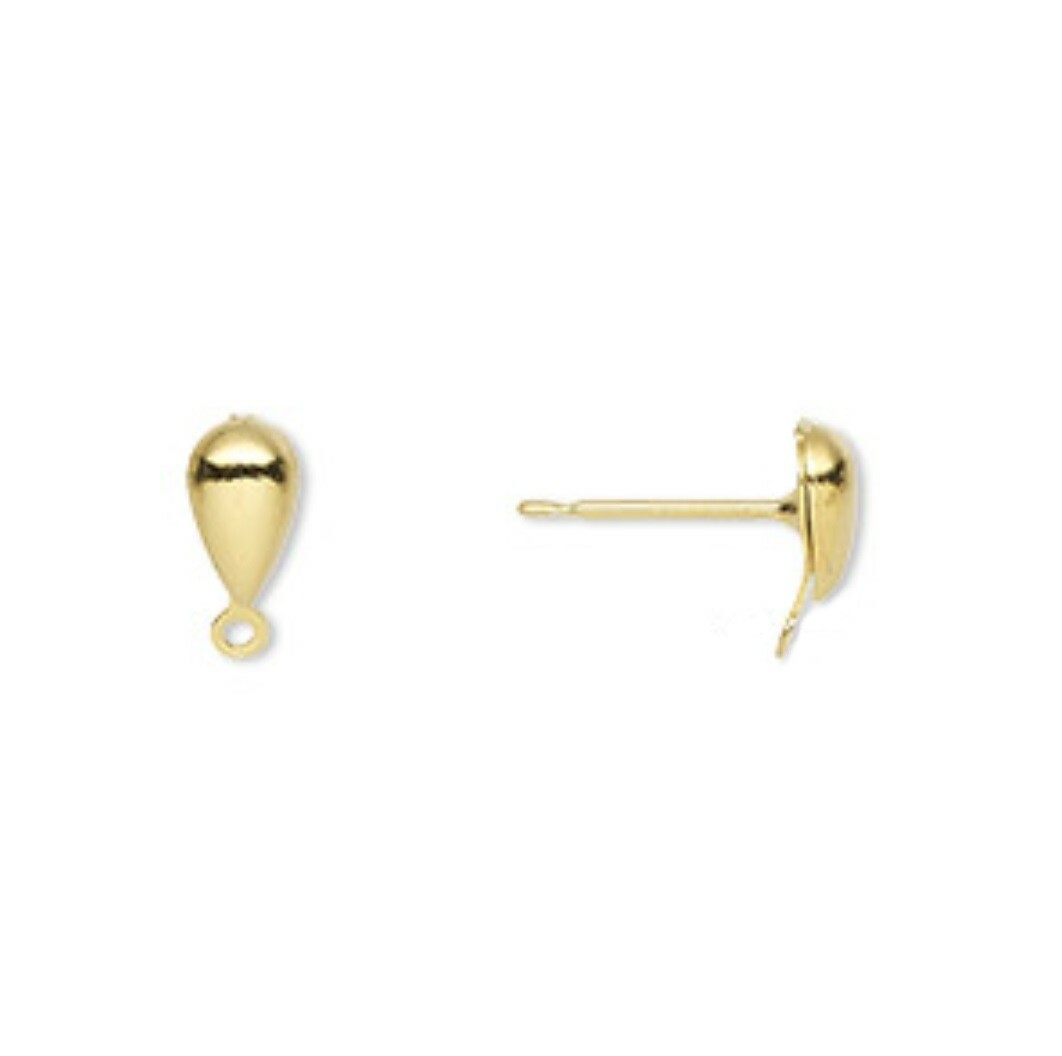 100 Gold Hollow Half Teardrop Loop Earstuds Earrings Stud Post Bead Findings