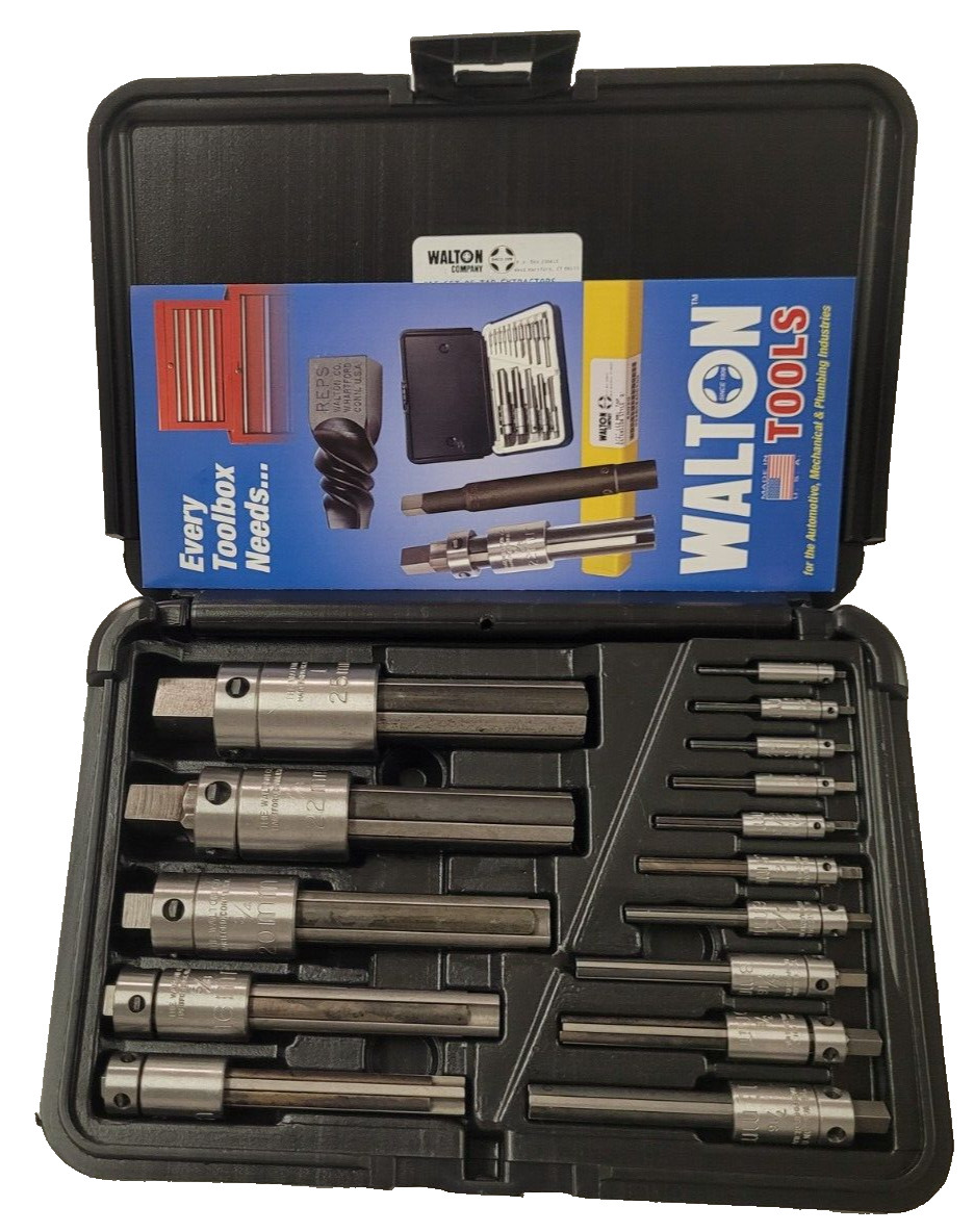 Walton 18015 15 PC Tap Extractor Set USA 4 FL SAE NC NF Metric W/ Case
