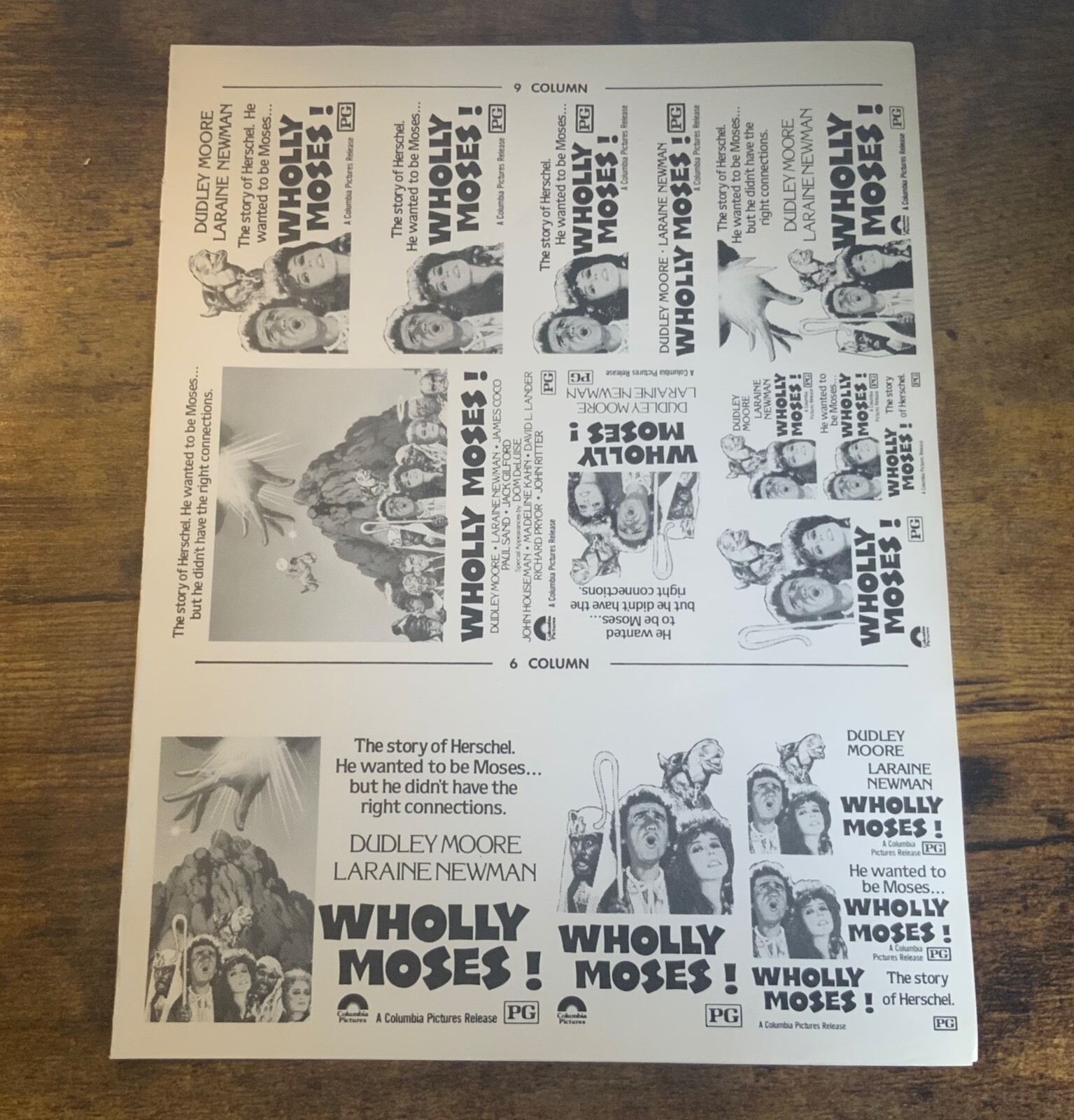Vintage Wholly Moses! Dudley Moore Laraine Newman Promotional Movie Ad Sheet