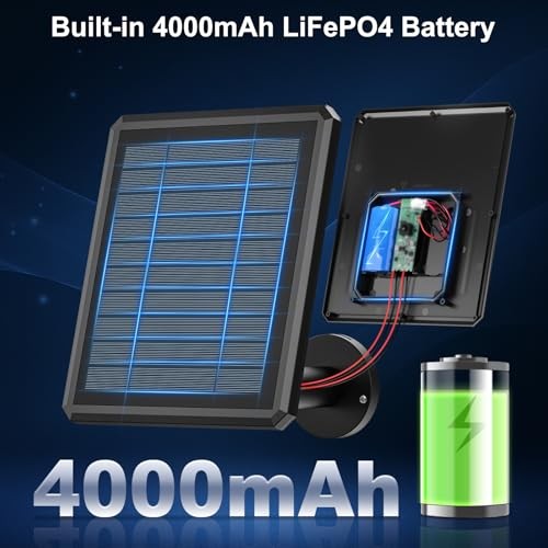 Solar Panel for Trail Camera - 4000mAh Battery, 6V/12V Output, Type-C & DC