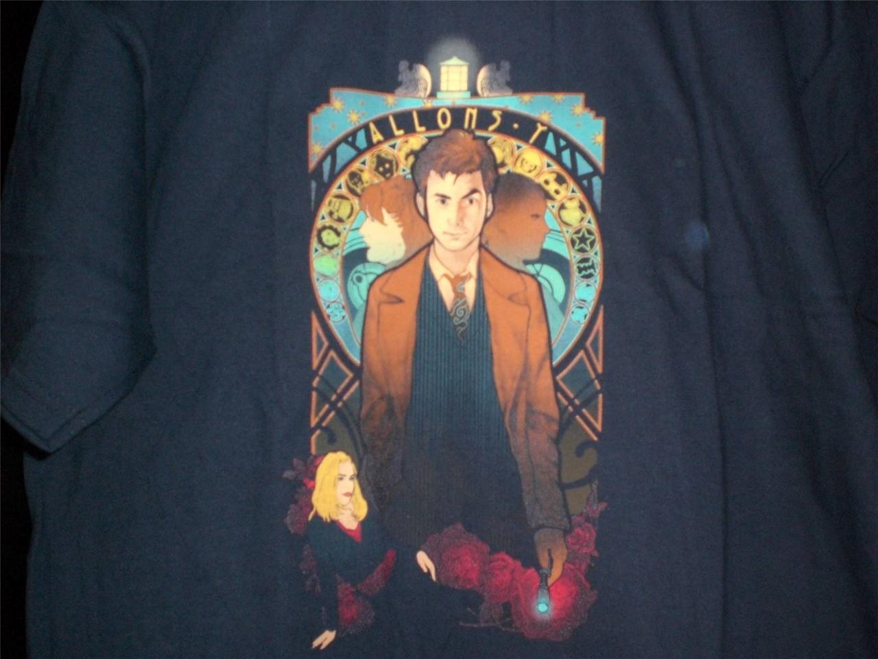 TeeFury Doctor Who XLarge "Allons-y" David Tennant Tribute MeganLara NAVY