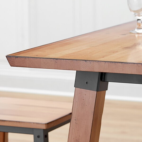 24" x 30" Rectangular Solid Wood Live Edge Restaurant Table Top in Natural Wood