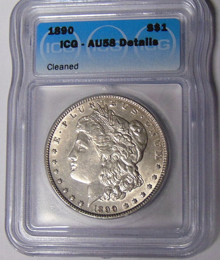 ICG AU58 Details 1890-P Morgan Silver Dollar Philadelphia Mint #3563540701