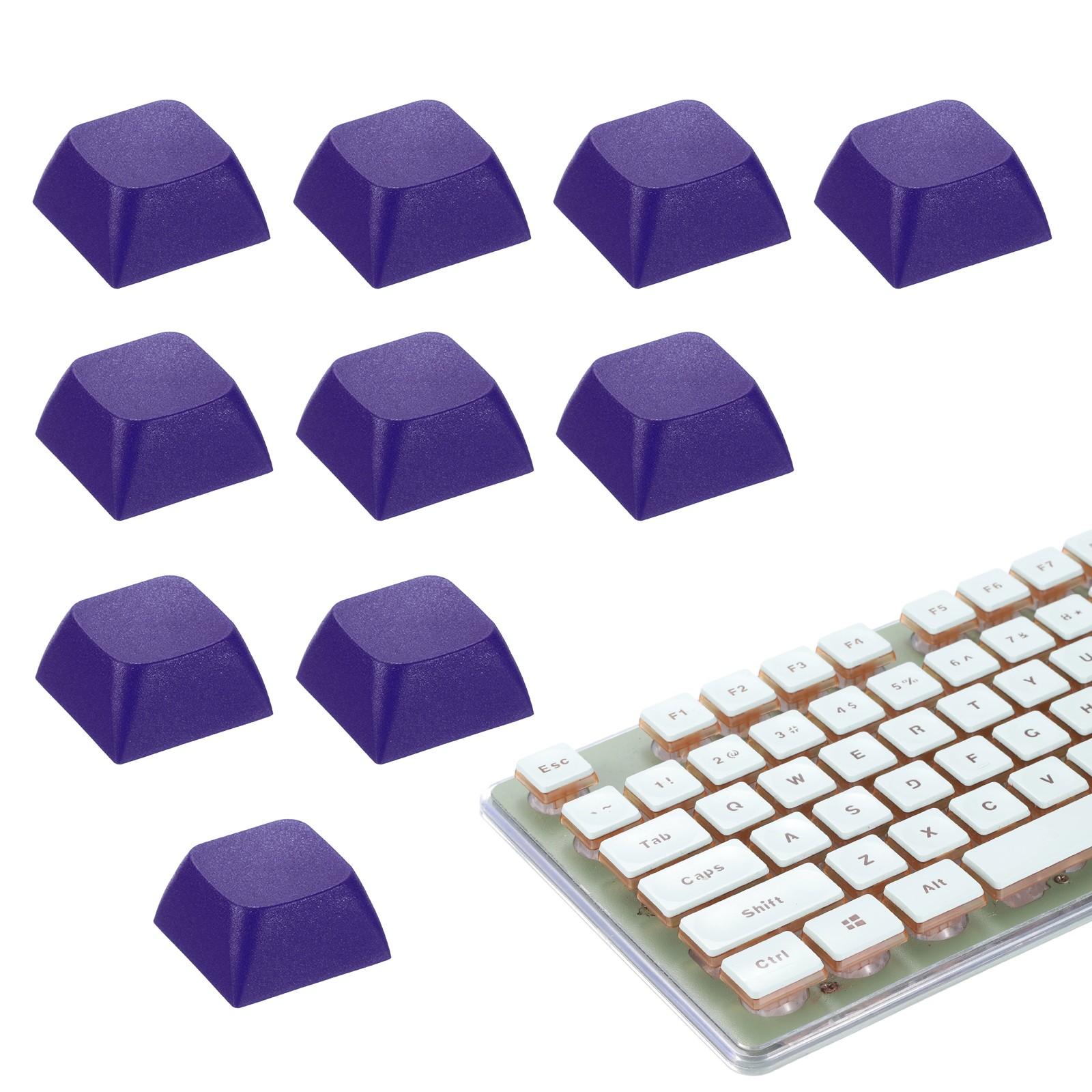 10Pcs XDA Profile Keycap Set PBT Mechanical Numeric Keypads, Bright Purple