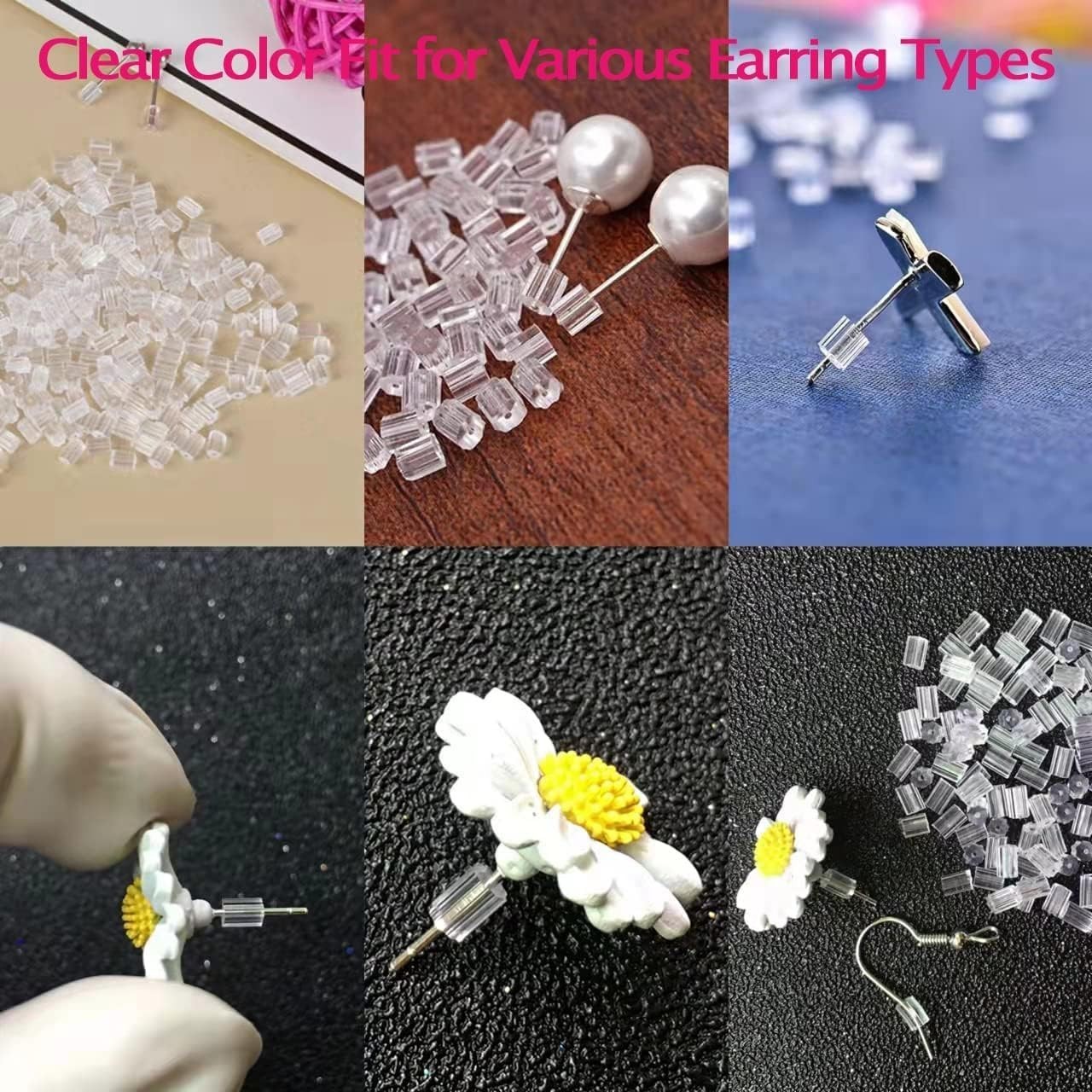 200PCS Silicone Earring Backs Clear Soft Rubber Hypoallergenic Replacements