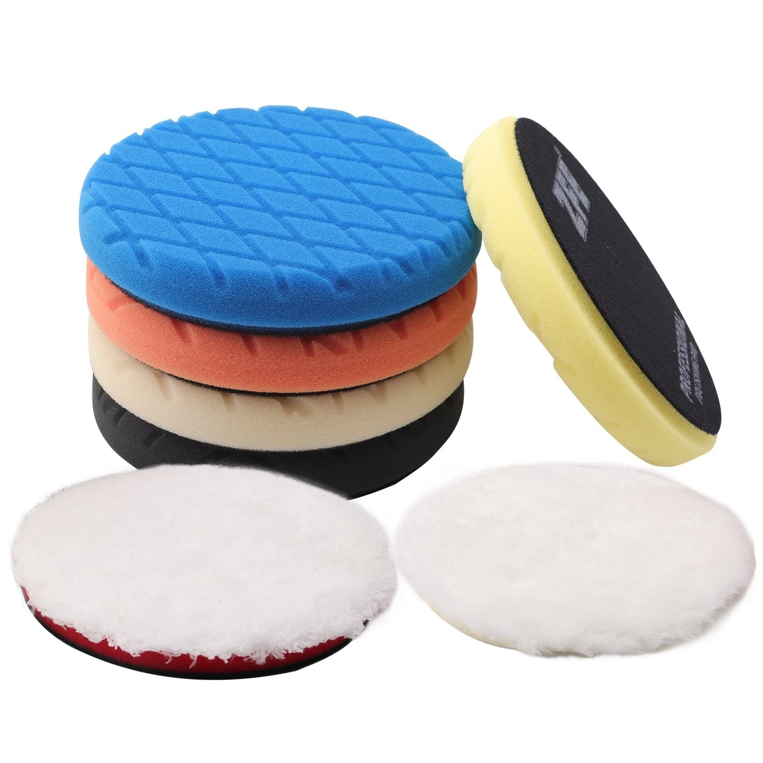 Buffing Polishing Pads, 7Pcs 7"(180mm) Waffle Foam Buffing Pads Polishing Pad...