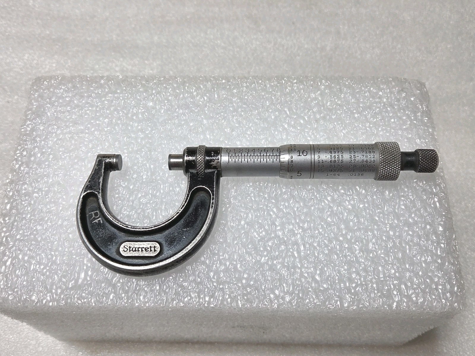 Starrett No. 436 0-1” Outside Micrometer Carbide Tipped .0001 Grad. Ratchet Stop