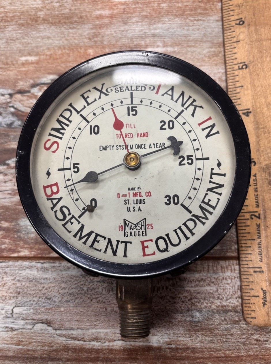 Antique Pressure Gauge Simplex Ground In Basement Equipment Steampunk