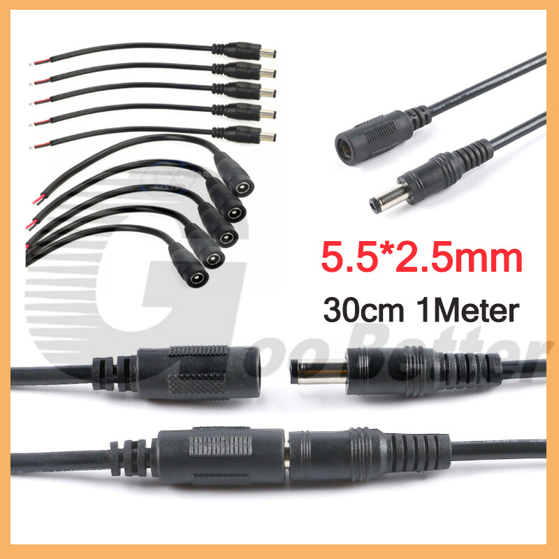5.5x2.5mm Male Female DC Power Jack Plug Socket Wire Connector Cable CCTV LED