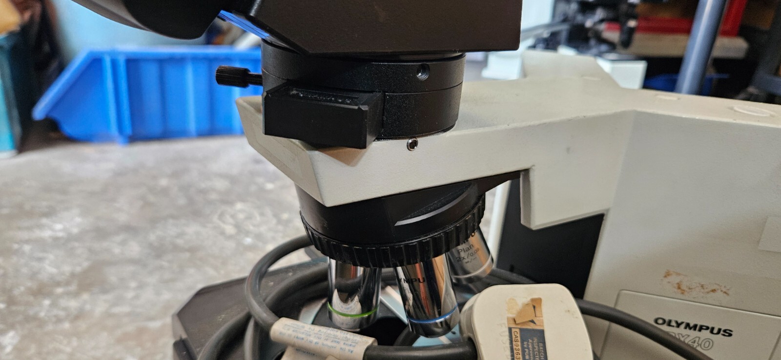 Olympus BX40F4 Microscope with 5 objectives, s/n 8H10440