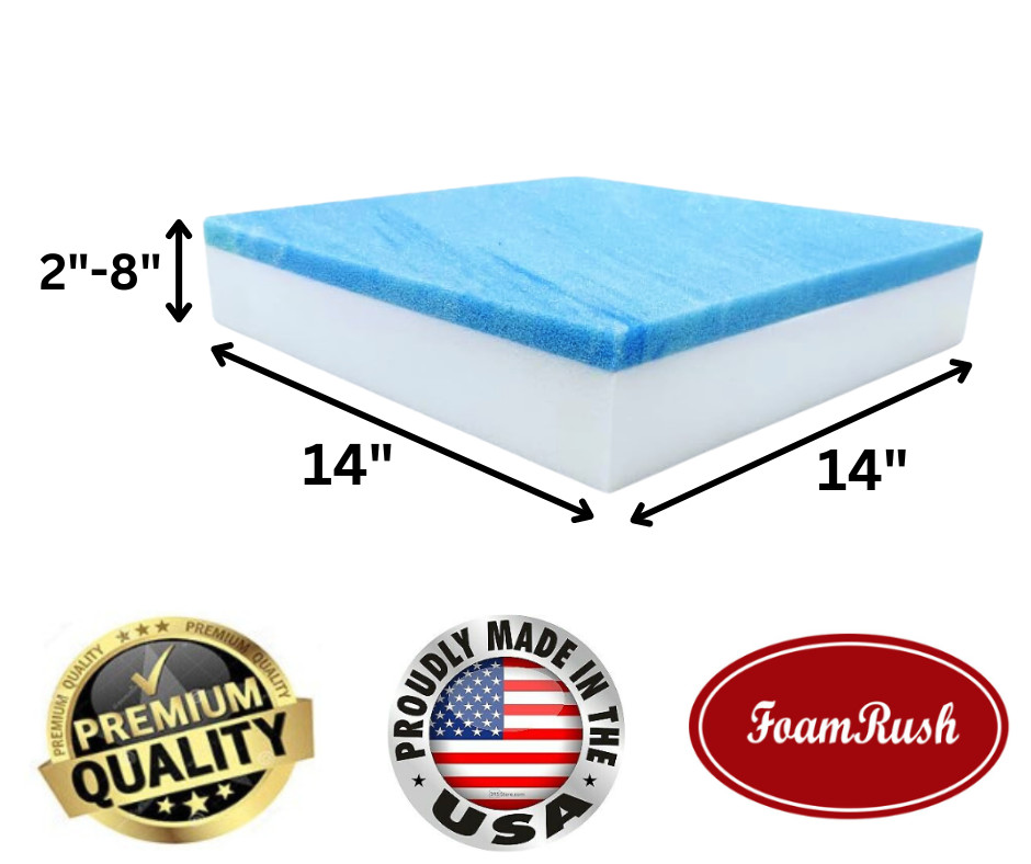 FoamRush  14" x 14" Cool Gel Memory Foam Upholstery Square Cushion (Made in USA)