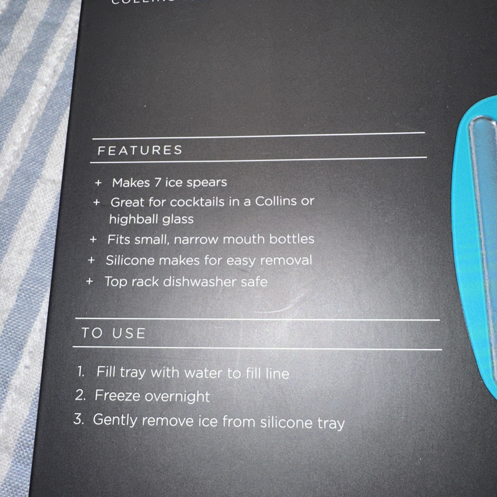 Houdini Blue Silicone Collins Ice Tray, 7 Ice Spears