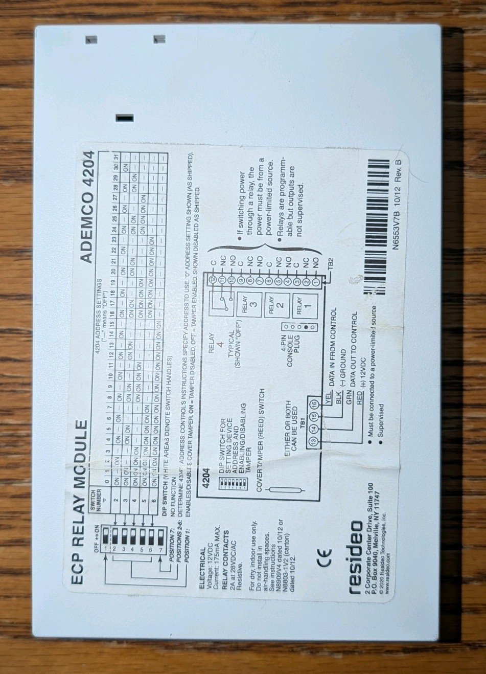 Honeywell Ademco Fire and Security Alarm 4204 ECP Relay Module (Tested)