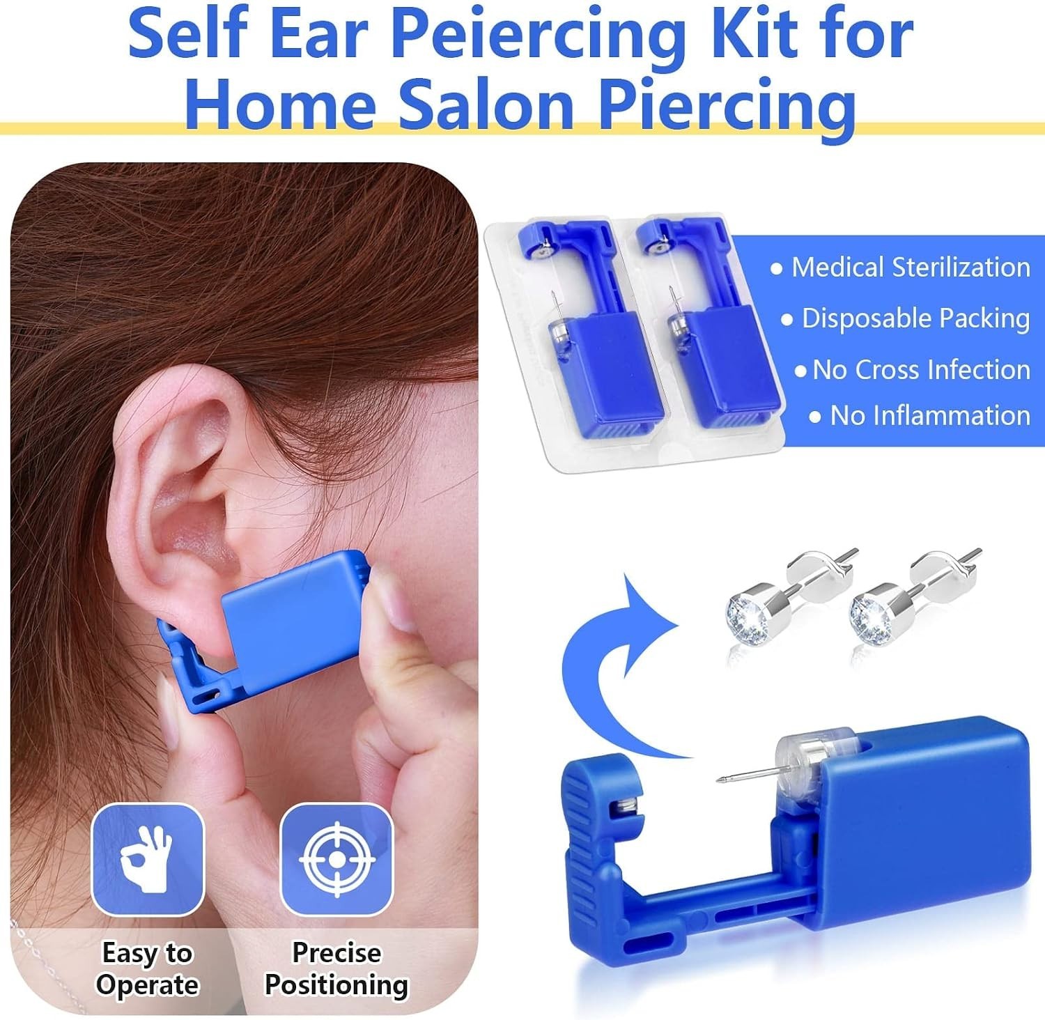 Disposable Ear Piercing Kit: Safe & Efficient Tool with Hypoallergenic Earrings