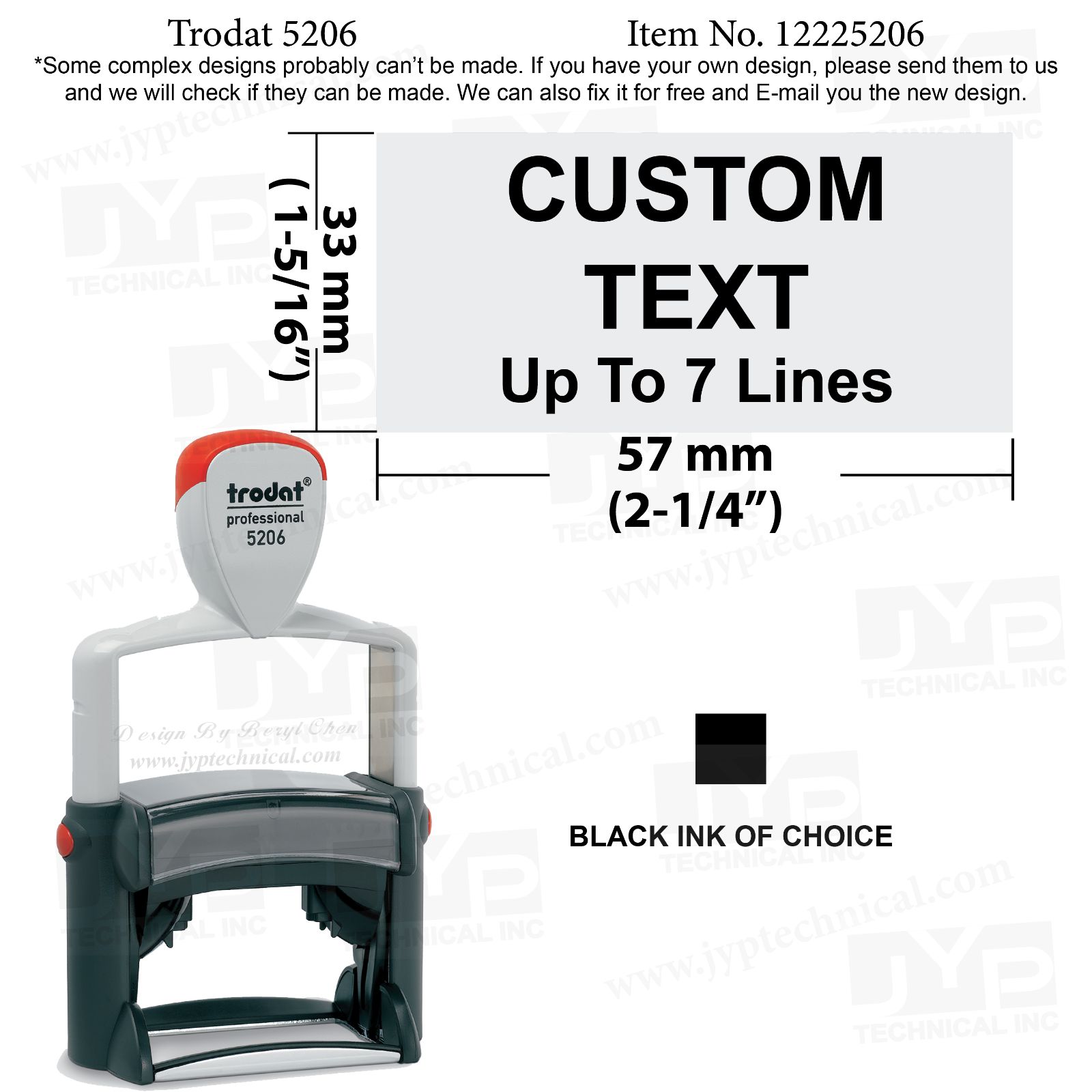 Trodat 5206 Rubber Self Inking Stamp with 7 Lines Customization Text