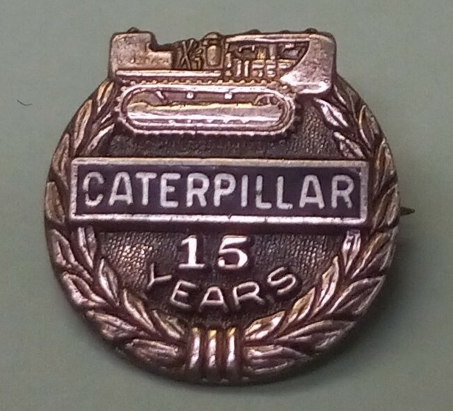 VINTAGE STERLING SILVER CATERPILLAR BULLDOZER 15 YEAR SERVICE AWARD PIN