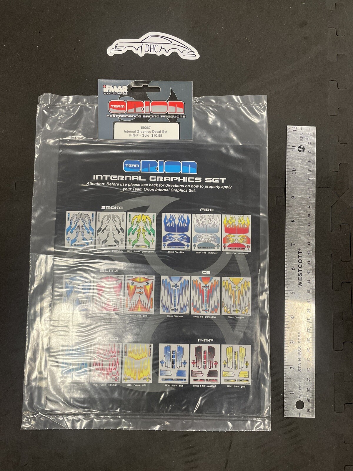 Team Orion Vintage RC internal decal sheet # 59067 F-N-F gold