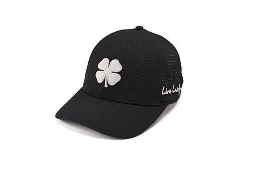 Unisex Standard Perf Fitted Golf Small Black Perforated Hat/3d Silver Clover