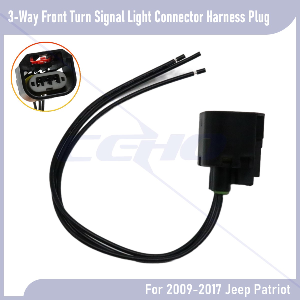 For Jeep Patriot 2009-2017 3-Pin Front Turn Signal Light Connector Pigtail