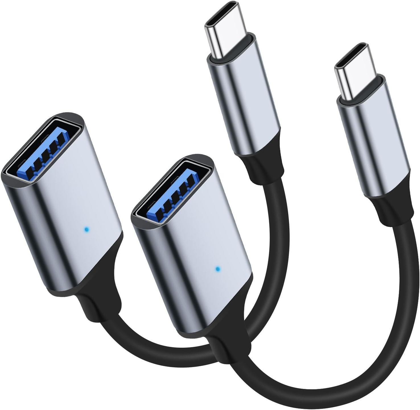 USB C to 3.0 Adapter [2 Pack], Type C Male Female OTG Cable Gray