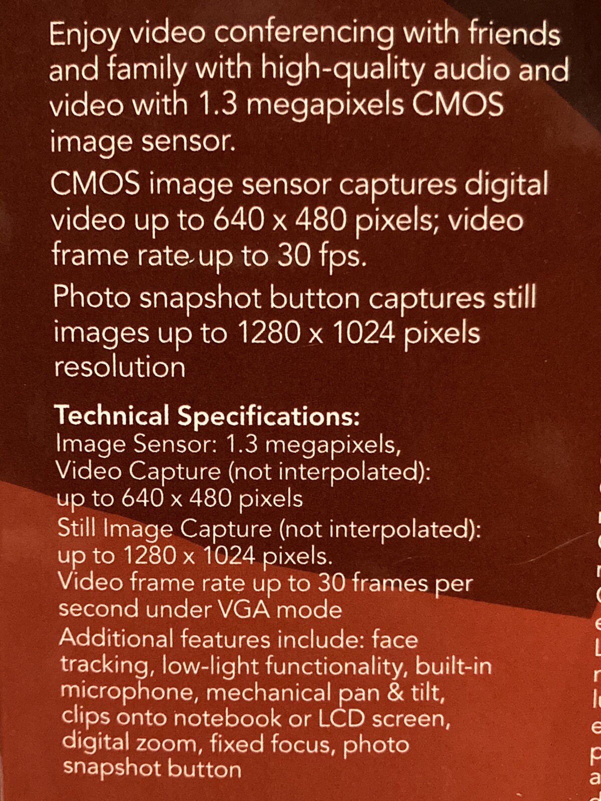 Rocketfish Notebook or Desktop Web Camera RF-NBCAM Intelligent Face Tracking NIB