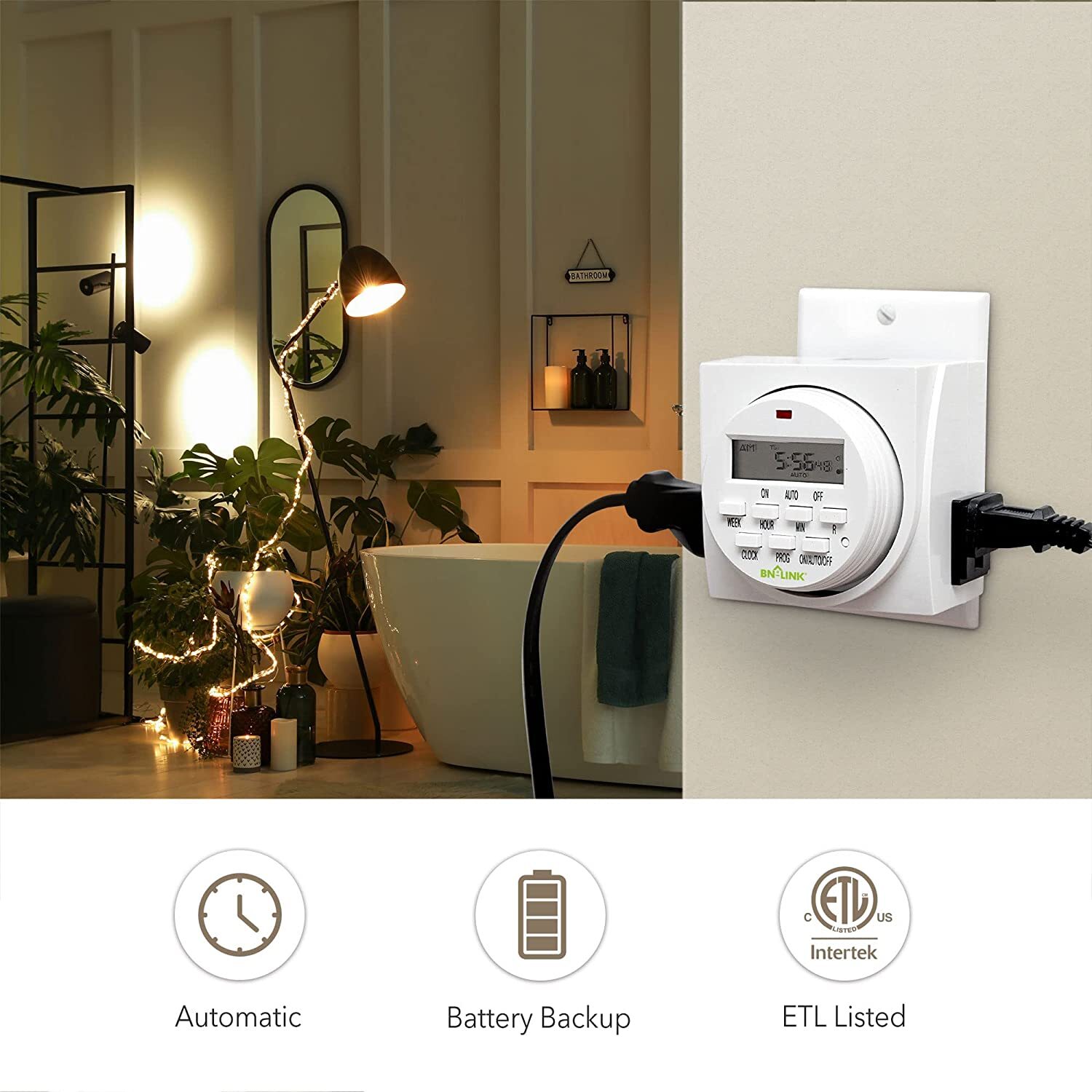 BN-LINK 7 Day Heavy Duty Digital Programmable Timer Switch - Dual Outlet 2 Pack