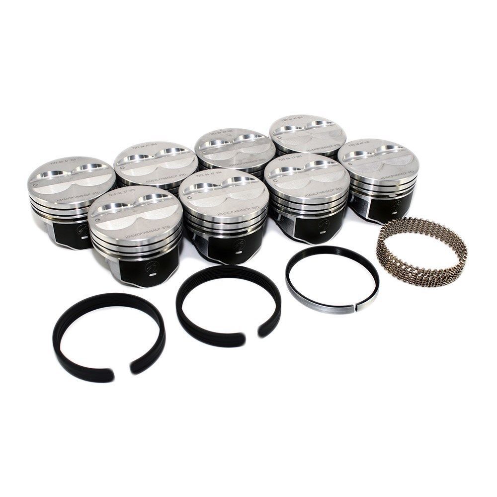 SPEED PRO Chevy 350 Hypereutectic Flat Top Pistons+MOLY Rings +LR lock rings 040