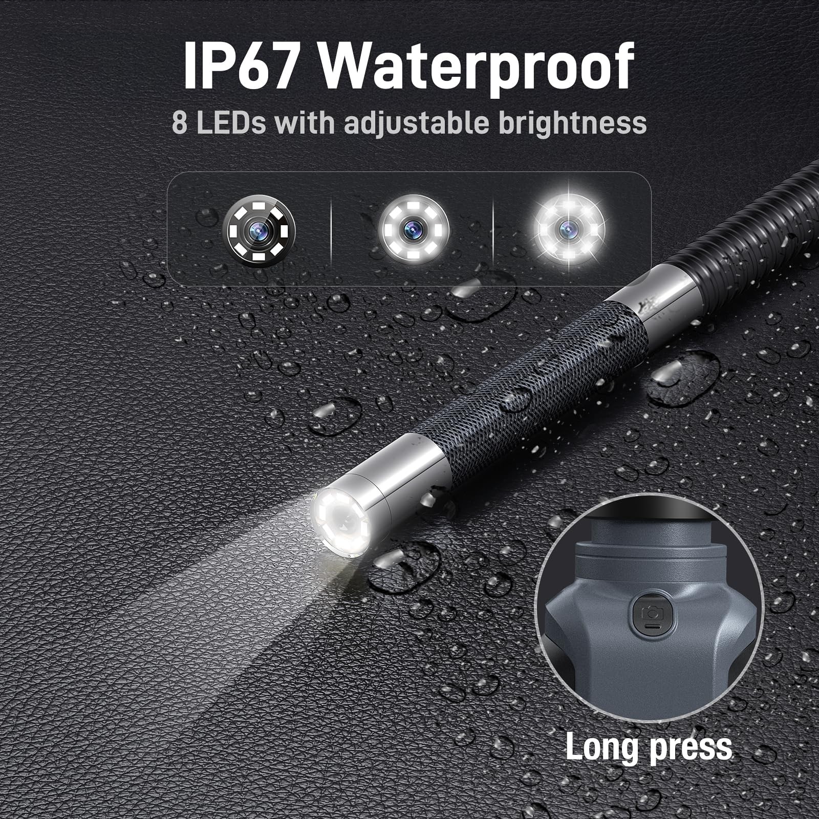 Two-Way Articulating Borescope with Light, USB-C Endoscope Inspection Camera ...
