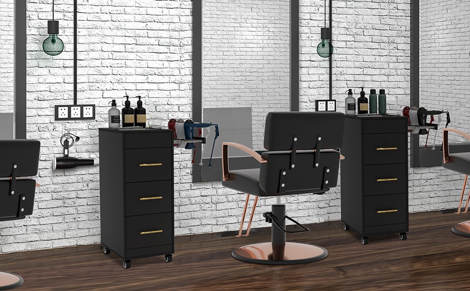 Hair Salon Storage Tool Cart Space Saving Salon Station Trolley Cart for Barber