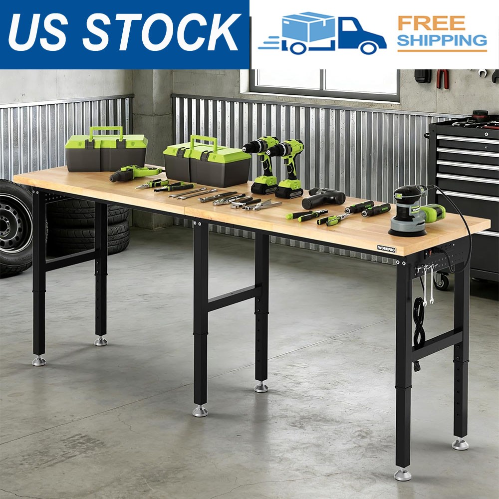 WORKPRO 96x24" Heavy-Duty Adjustable Workbench, 4000LBS Load Capacity Work Table
