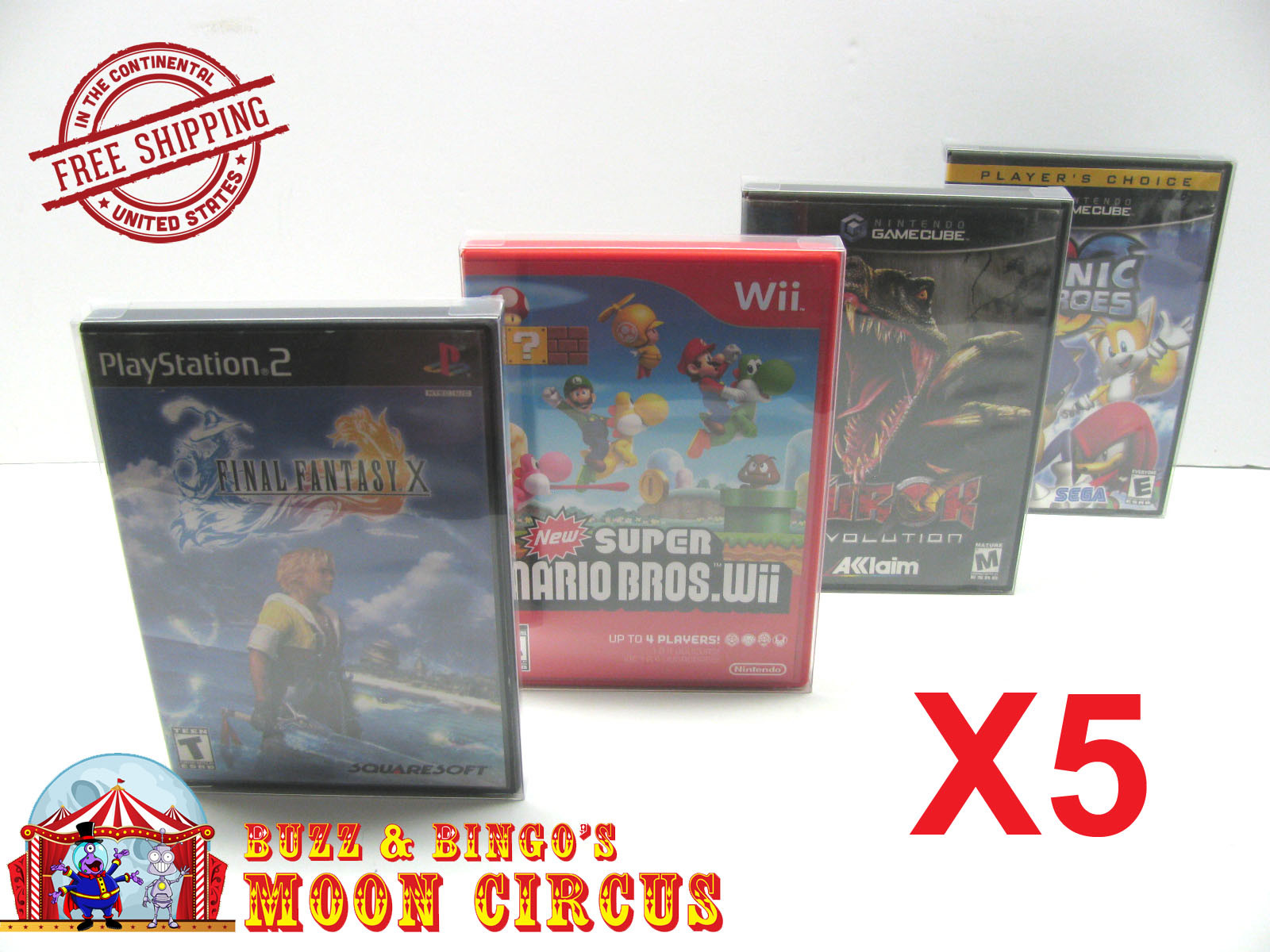 5X PS2 XBOX Wii Wii U GAMECUBE CLEAR PROTECTIVE BOX PROTECTORS - FREE SHIPPING!