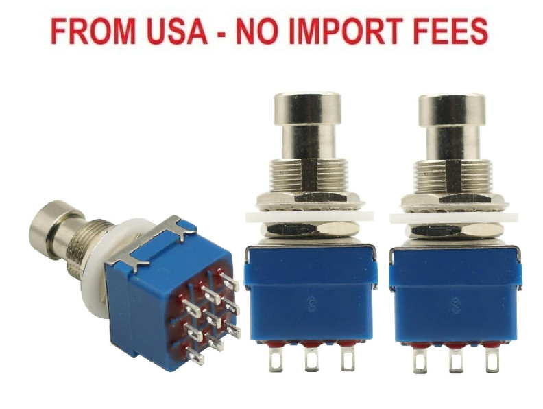 3PCS 3PDT Footswitch 9Pin Guitar Effects Pedal Box Stomp Foot Metal Switch True