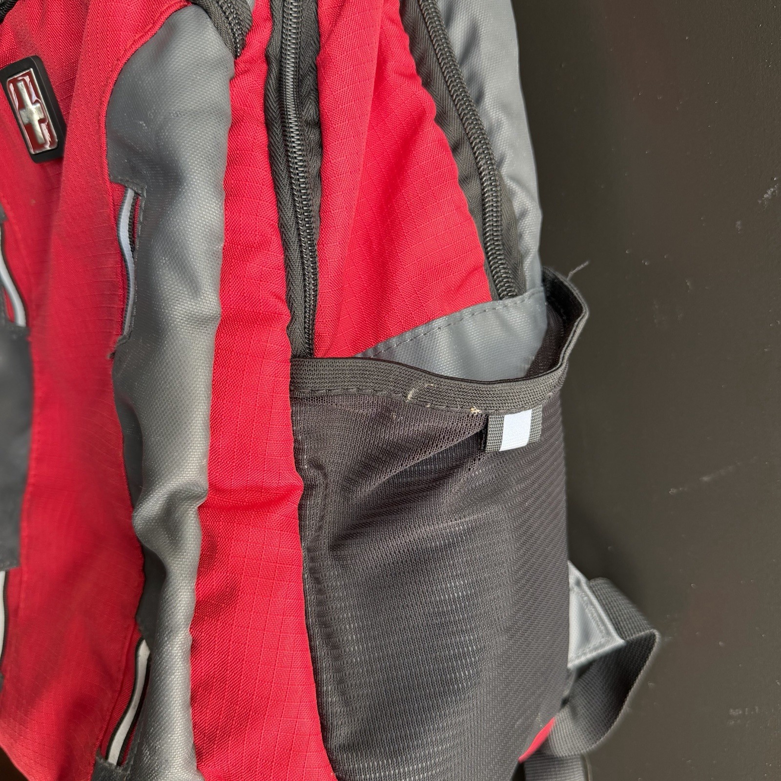 Swiss Tech Gray and Red Reflective Backpack Multiple Pockets School/Work/Hiking