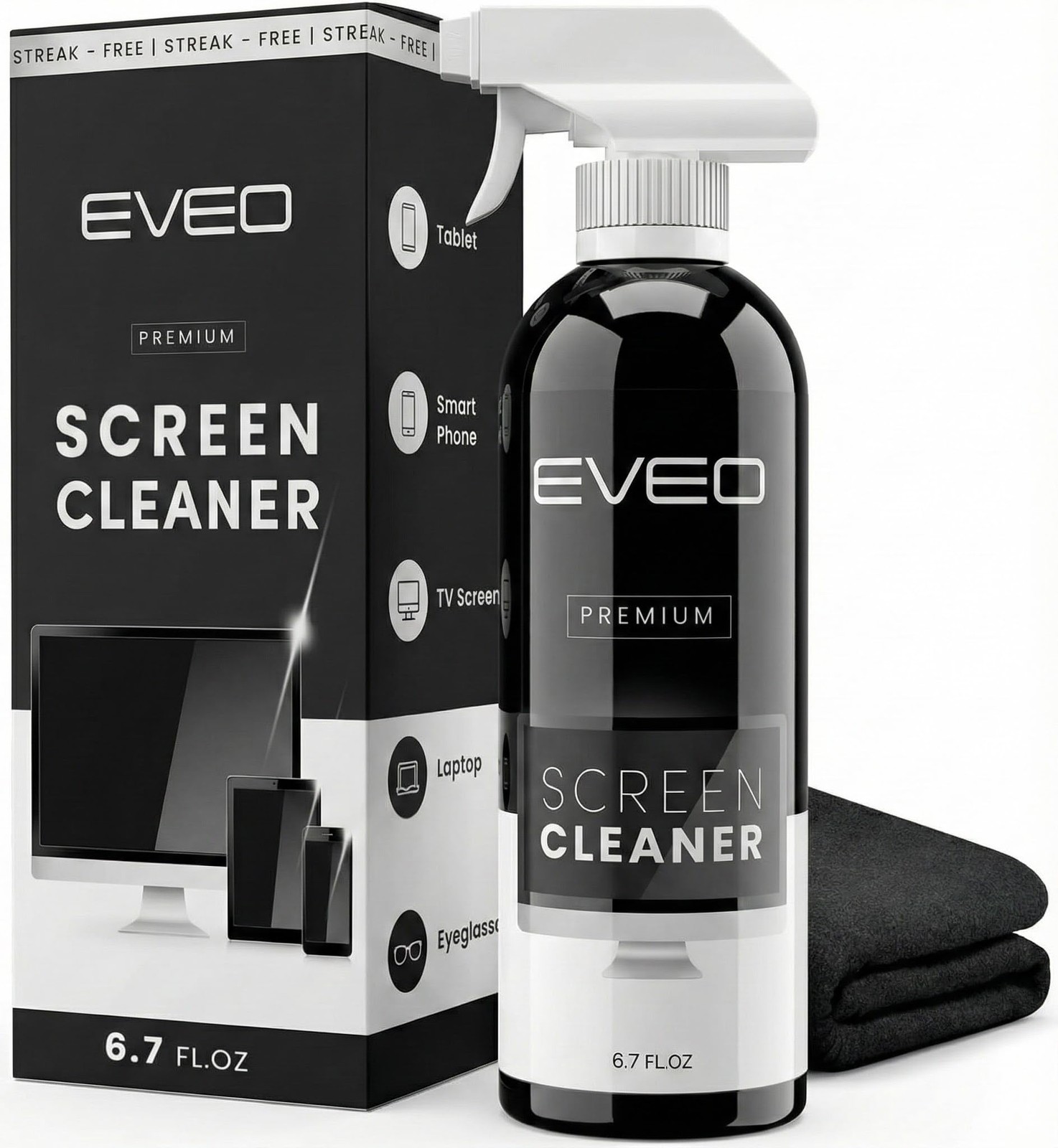 EVEO Screen Cleaner Spray - Large Bottle - TV 1 Pack