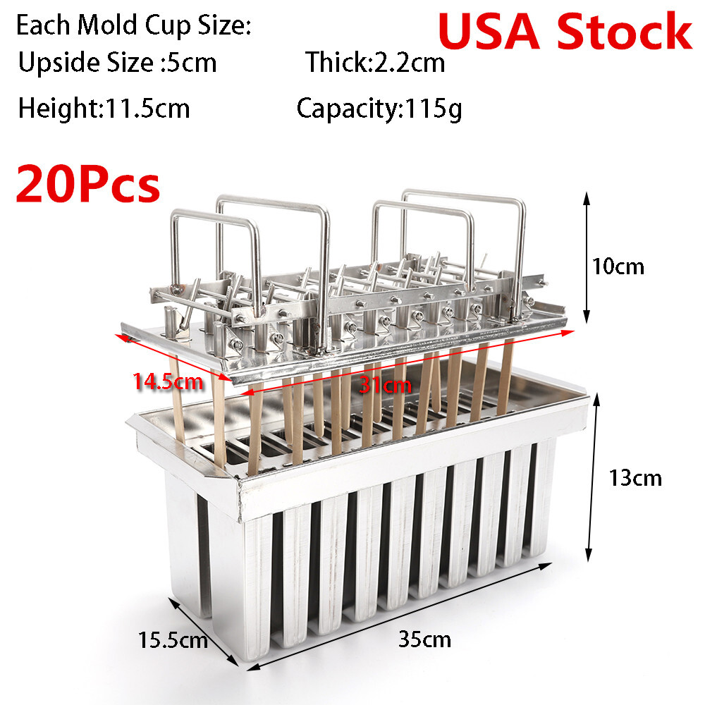 20Pcs Frozen Molds Ice Cream Pop Maker Freezer Fruit W/ Sticks Summer Brand New