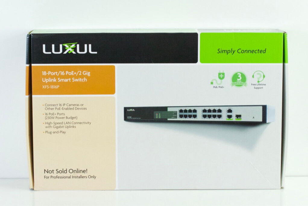 Luxul Wireless 18-Port/16 PoE 2 Gig Uplink Smart Switch XFS-1816P m634