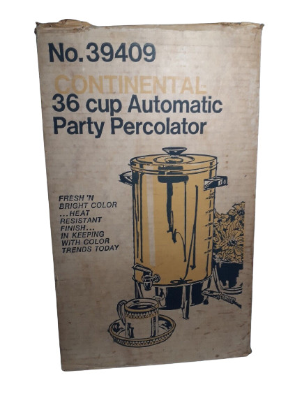 Vintage West Bend Continental 39409 36-Cup Coffee Percolator MCM Harvest Gold