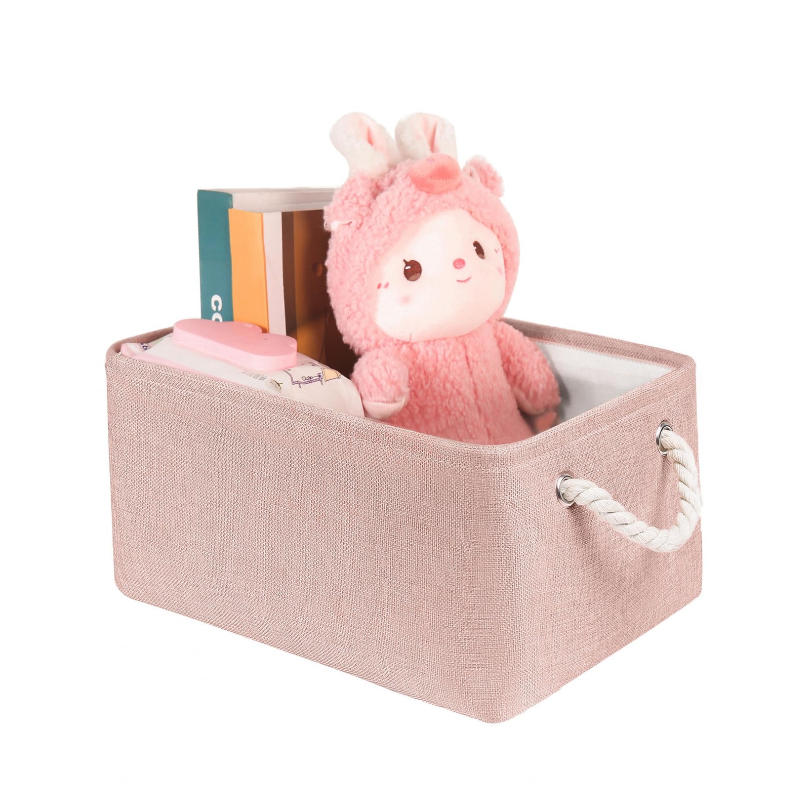 Storage Bins with Sturdy Cotton Handles(1 Pack), Fabric Storage Baskets for O...