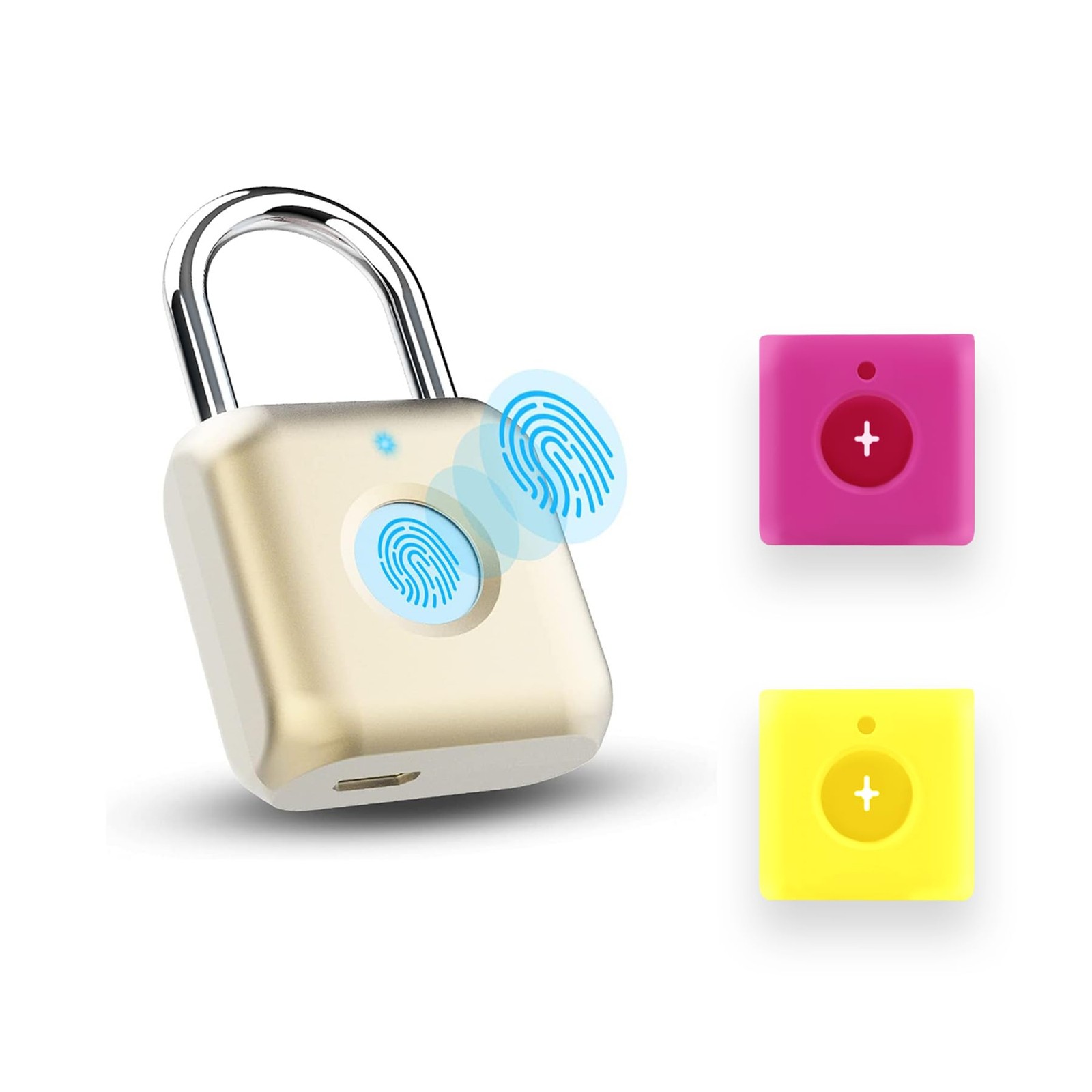 UMIKSMART Biometric Fingerprint Padlock with Silicone Cover, Smart Keyless USB R