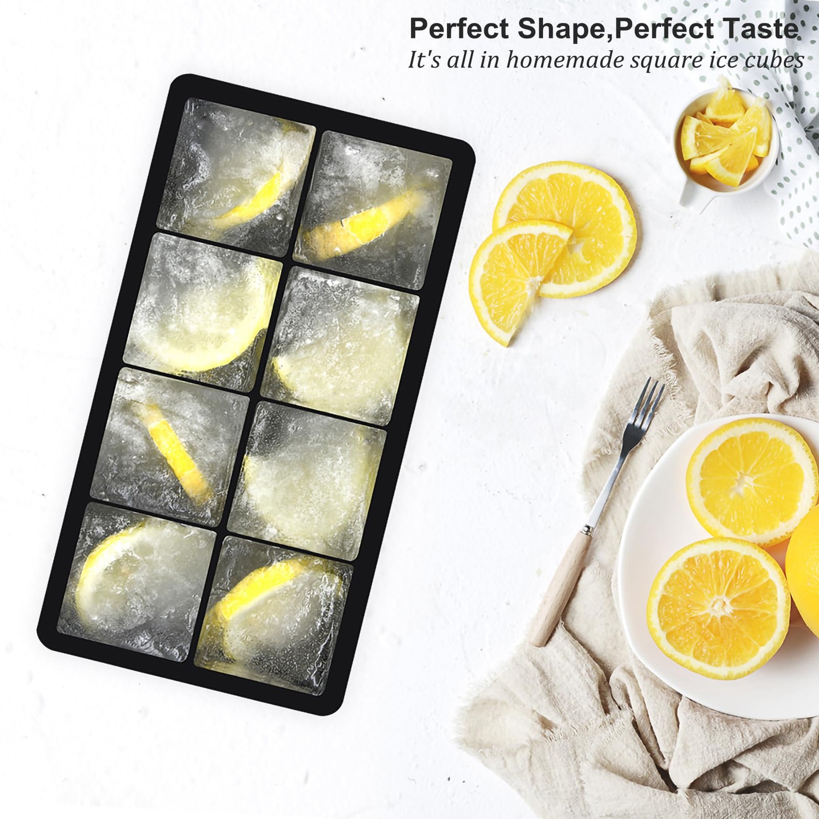 2 Pack Large Ice Cube Tray Silicone Whiskey Ice Molds Easy Release Stackable