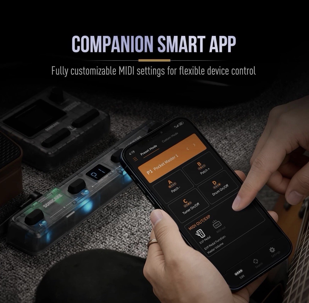 SONICAKE Pocket Control - MIDI Foot Controller Wired/Wireless MIDI Transmission