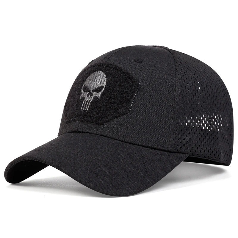 Black Skull Baseball Cap - The Punisher Hat, Punk, Goth, Steampunk