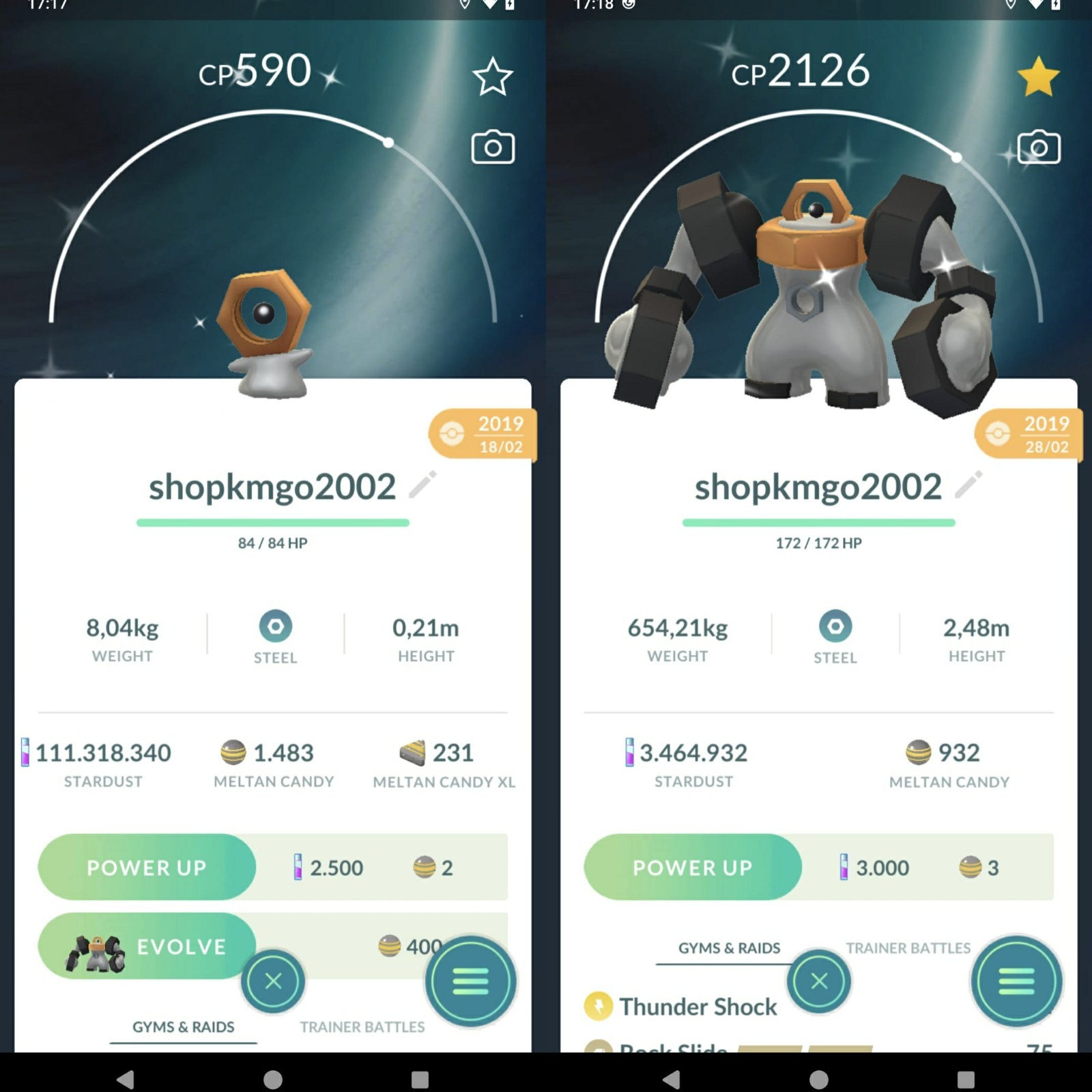 Shiny Meltan / Melmetal - Year 2019 -Guaranteed Lucky - 1mill Star.d