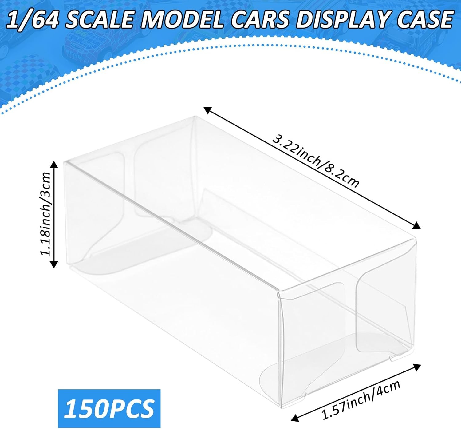 120 PCS 1/64 Display Case for Model Car,Clear Display Case,Storage Display Case,