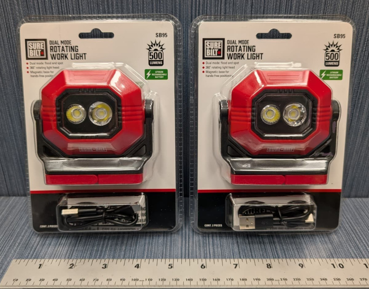 2 Pack Sure Bilt Dual Mode Rotating Work light 500 lumen set Led SB95