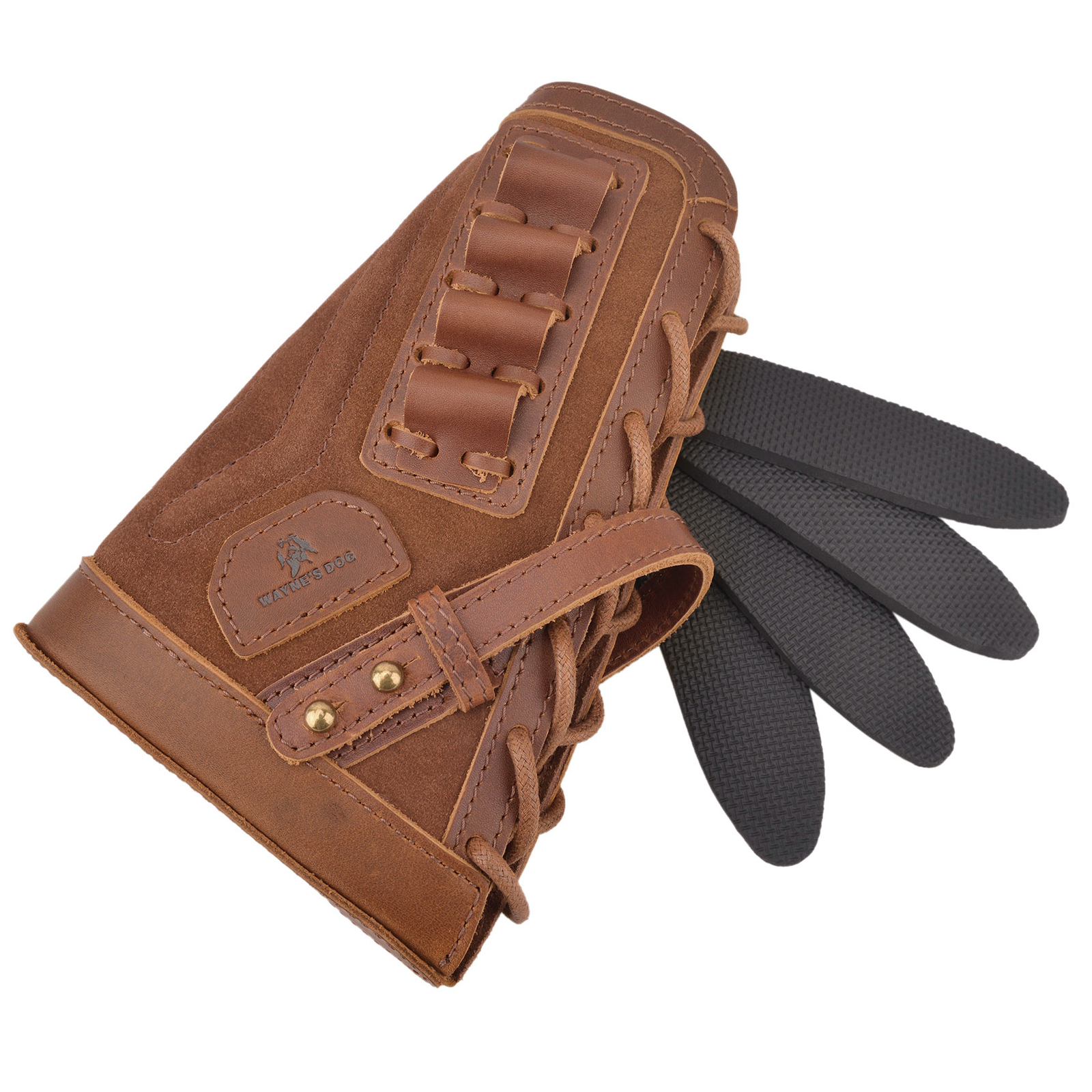 No-Drill Leather Rifle Buttstock Sleeve with Shell Holder for .22 .357 .300win