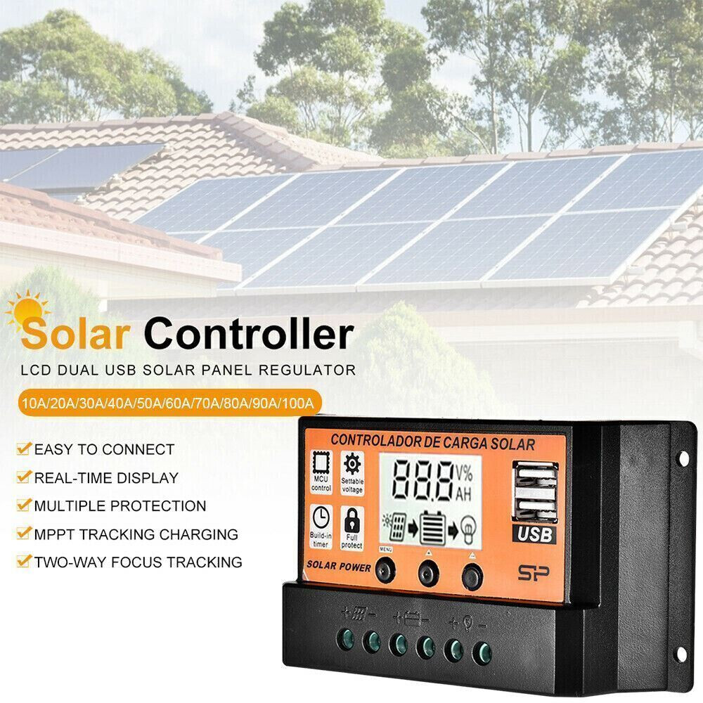 100A 12/24V MPPT Solar Panel Kit Regulator Charge Controller Auto Focus Tracking
